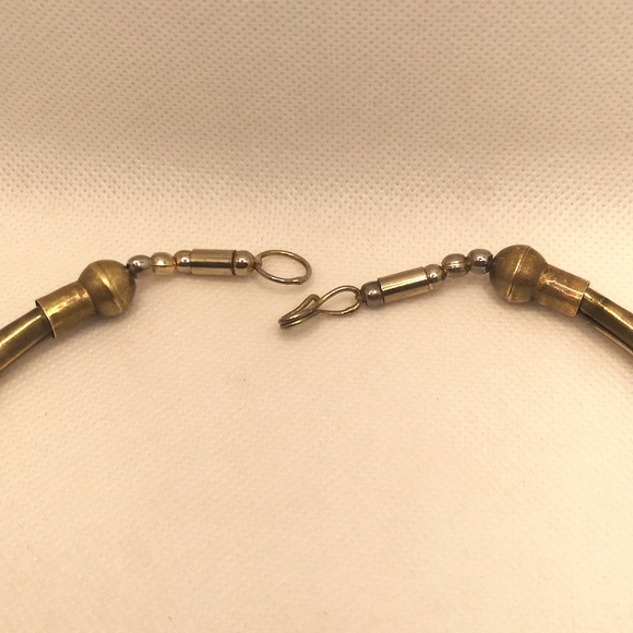 Vintage 1970's brass and bone tribal necklace - Picture 5 of 6